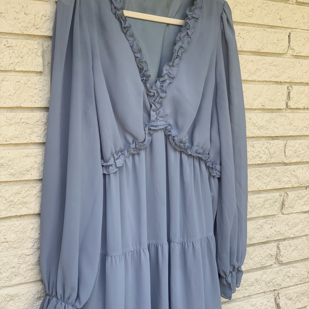 Dusty Blue Ruffle Dress